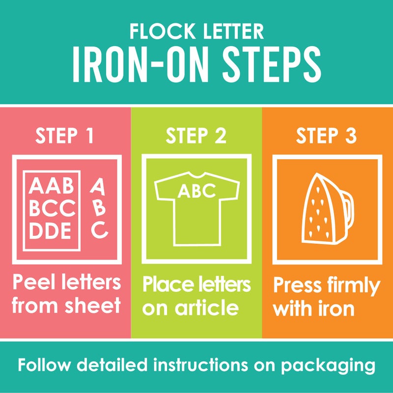 SEI S.E.I 2-Inch Iron-on T-shirt Letters  Block Letter Flock Heat Transfers  White - Image 3